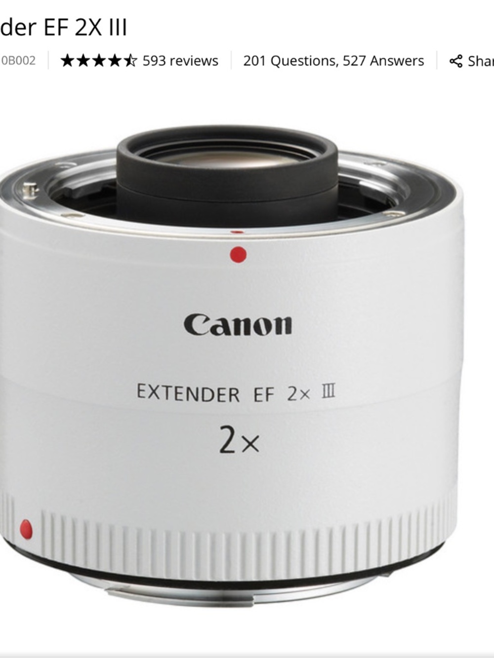 Canon EF 2X III extender, barely used